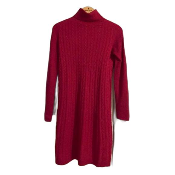 Uniqlo Red Cashmere Blend Turtleneck Cable Knit Sweater Dress Size S - Picture 9 of 9